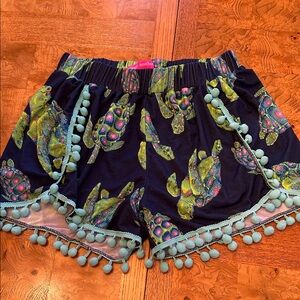Simply Southern shorts with turtles and fringe Size S/M